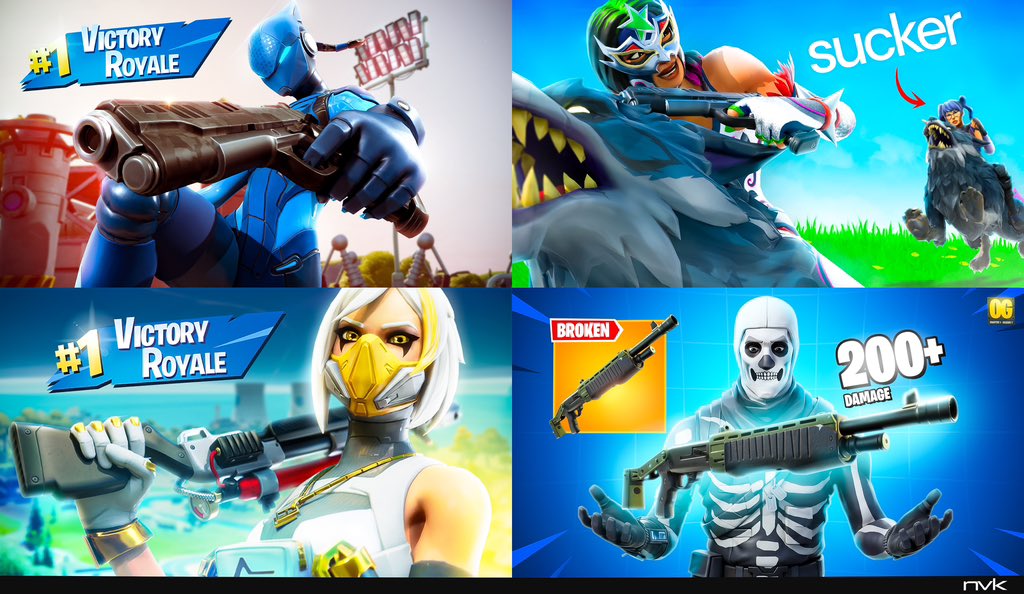 madebynvk's tweet photo. Recent Fortnite thumbnail designs 🖌️🎨

Commissions Open for the new runners season. YouTube is about to be flooded with videos and you want yours to stand out!

Only 3 slots left this week. DM or add my Discord: https://t.co/zOmoEh59hj https://t.co/6nYTHKKDwW