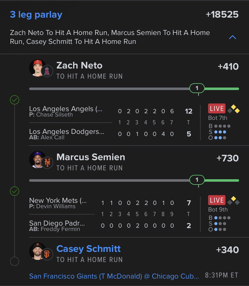 parlayprodtr's tweet photo. $400 WHEN SCHMITT HITS THIS TO THE PARKING LOT 🧨🧨🧨🧨

Neto ✅
Semien ✅

IF YOU’RE NOT IN THE VIP⭐️ YOU’RE MISSING OUT‼️ JOIN NOW ⬇️⬇️⬇️@Playbook

https://t.co/e4KhoEUkQY https://t.co/4os6X4pYwf