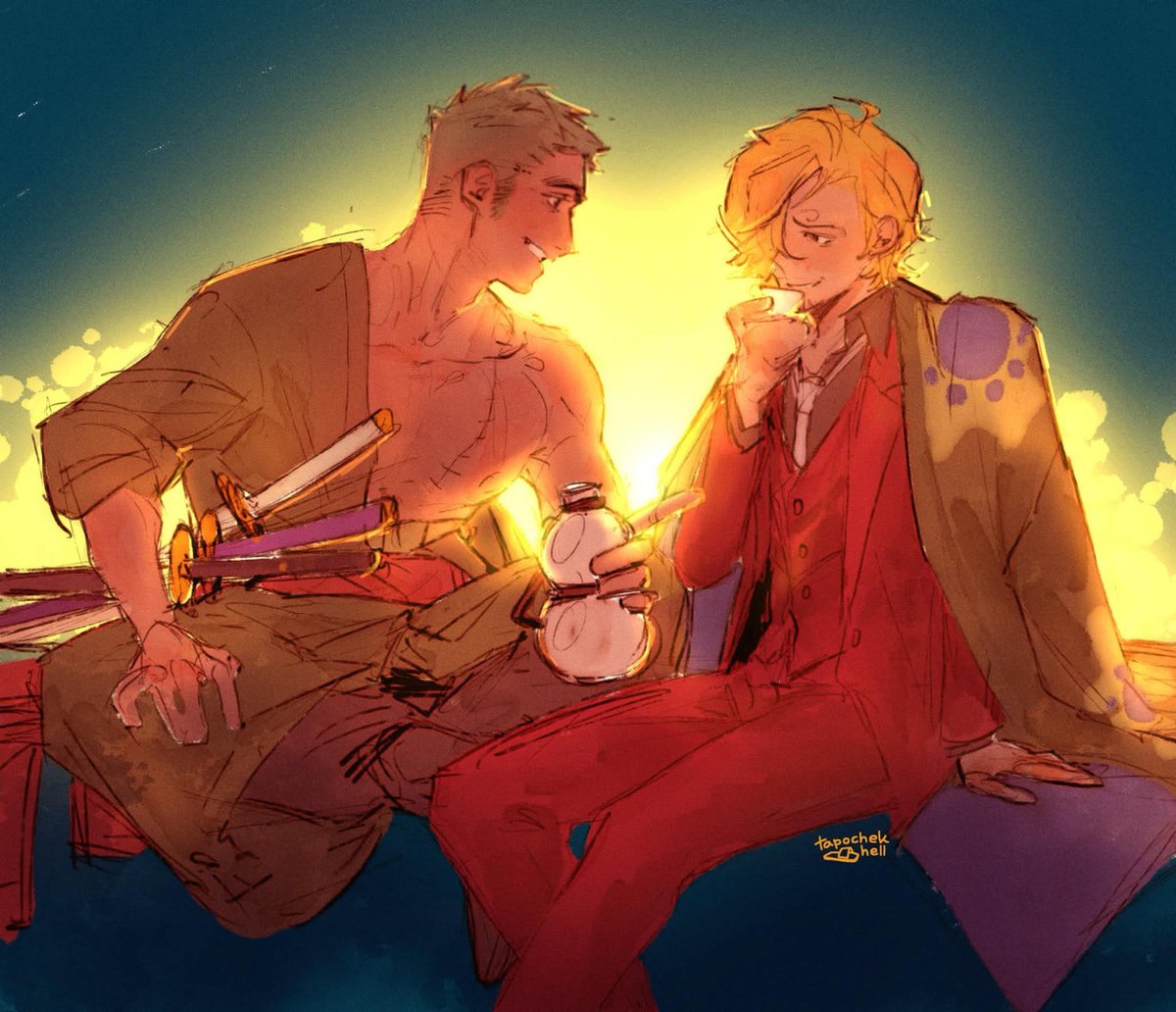 ghoulestx's tweet photo. hi cuties, please behold this gorgeous, gorgeous art that al (@/tapochekhell) made of my fic Saltwater, Sake! ;w; i'm beyond in love with it and with these two goobers! https://t.co/jtkGwCU0mW