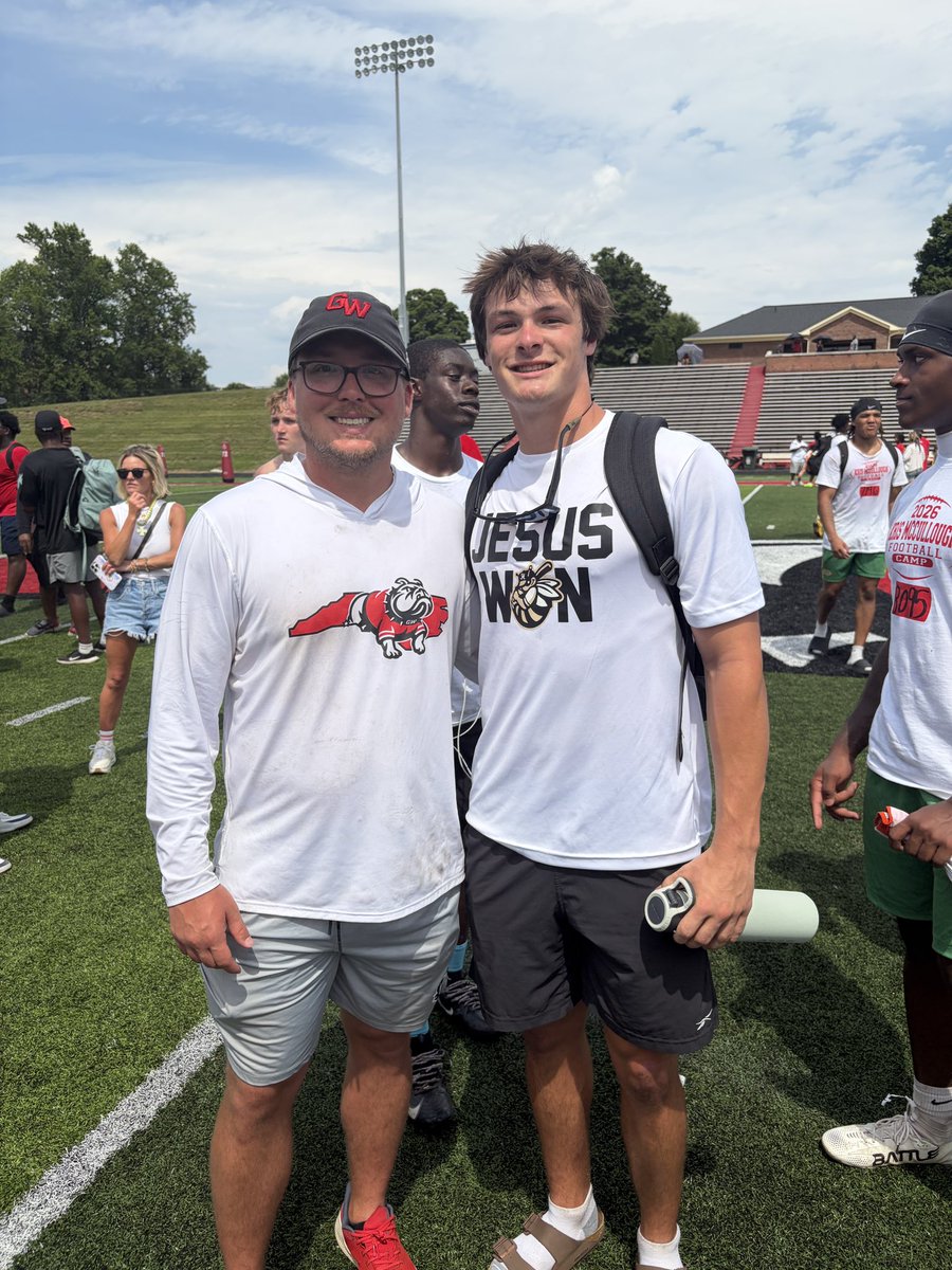 brock10cole's tweet photo. Had a great day competing at the @GWUFootball mega camp today! Had fun’s and learned a lot of things I can take into my senior year. Thanks @CoachShaw_Jake for the invite! 
@TLH_Football @CoachJasonTone @CoachMcCTLH https://t.co/6ADiR9fDFY