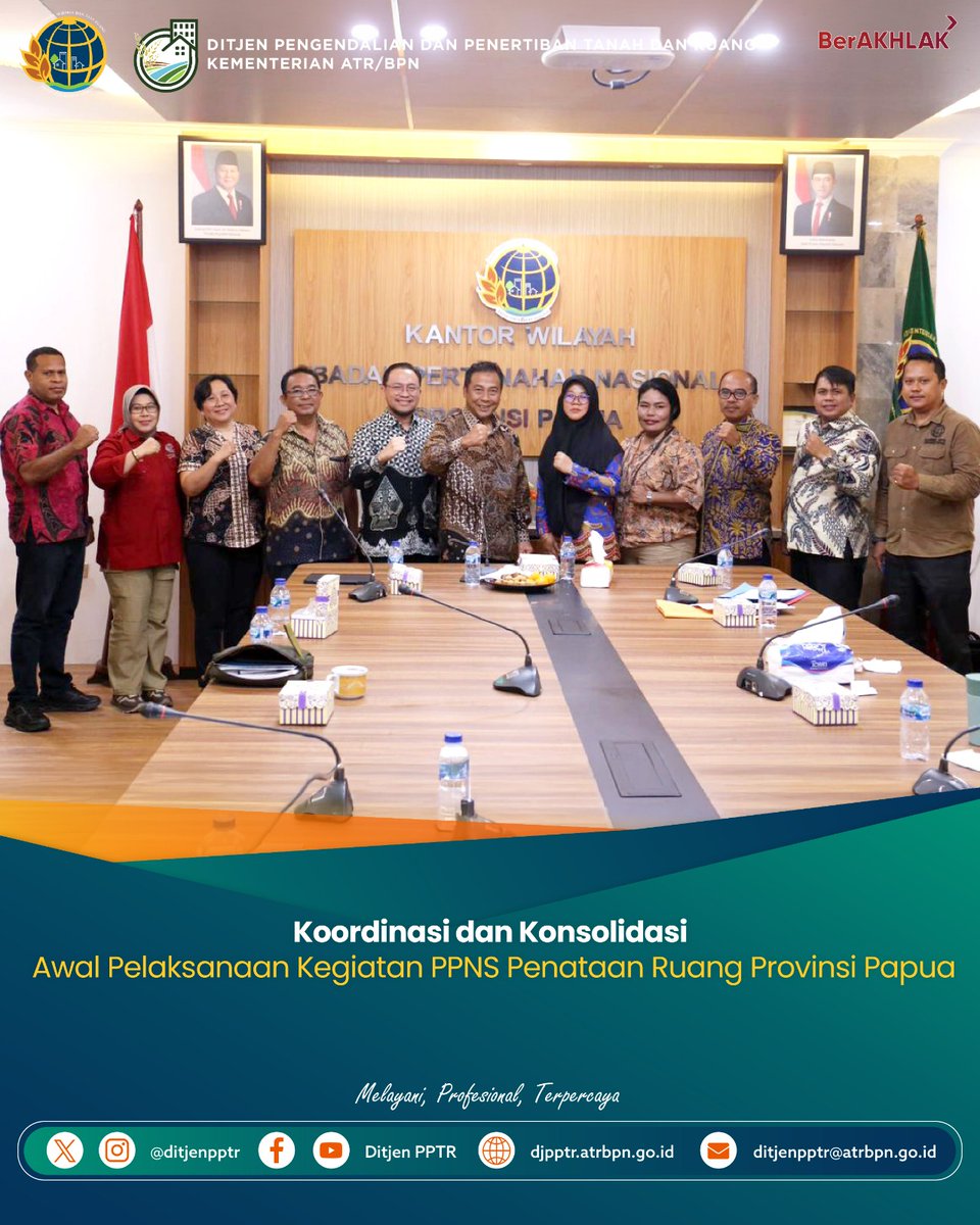 ditjenpptr's tweet photo. Perkuat Penegakan Hukum Tata Ruang, Direktorat Jenderal Pengendalian dan Penertiban Tanah dan Ruang (PPTR) melalui Direktorat Penertiban Pemanfaatan Ruang konsolidasikan Sekretariat PPNS PR Papua pada Kamis, (21/5/2026).

Kunjungi: https://t.co/wbAnA2YuFz https://t.co/L7YN2Z3rvw
