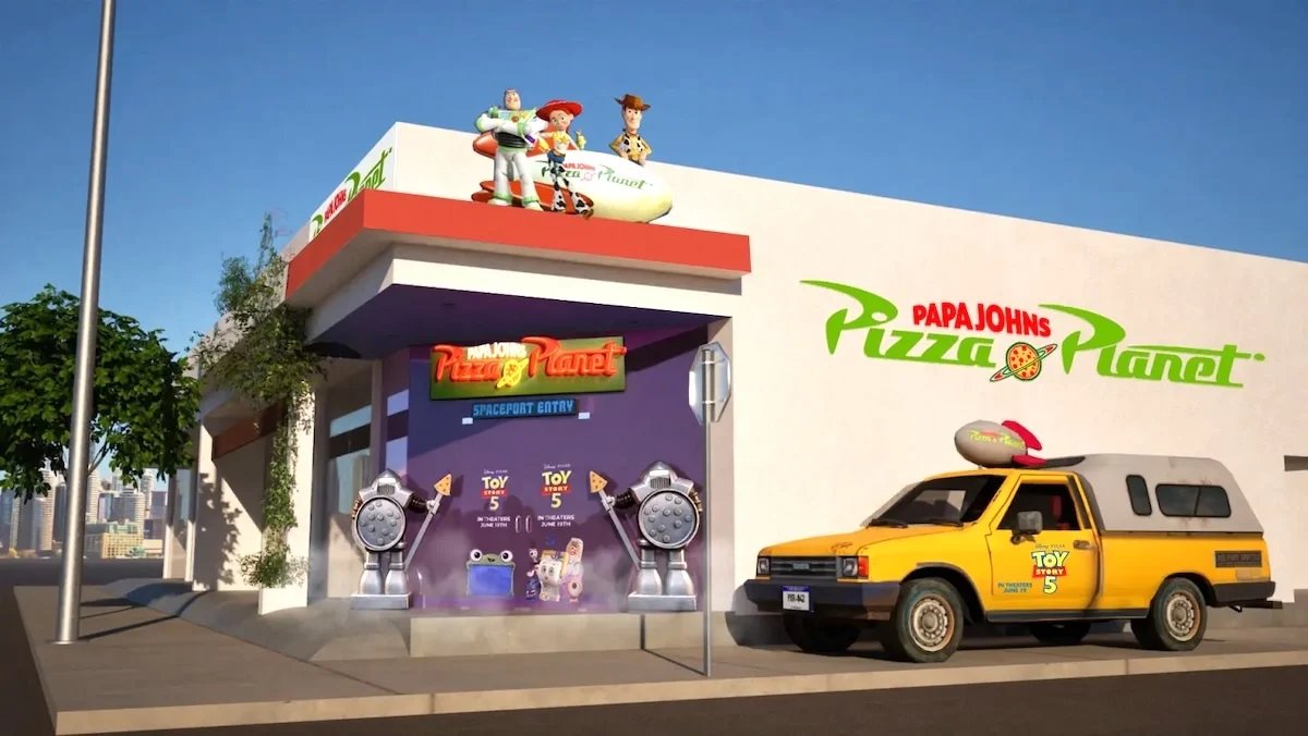 nerdist's tweet photo. Howdy, howdy, howdy! Select Papa Johns locations around the world are transforming into Pizza Planet pop-ups https://t.co/hZ6nkGw739 https://t.co/SBJzHl3HQO