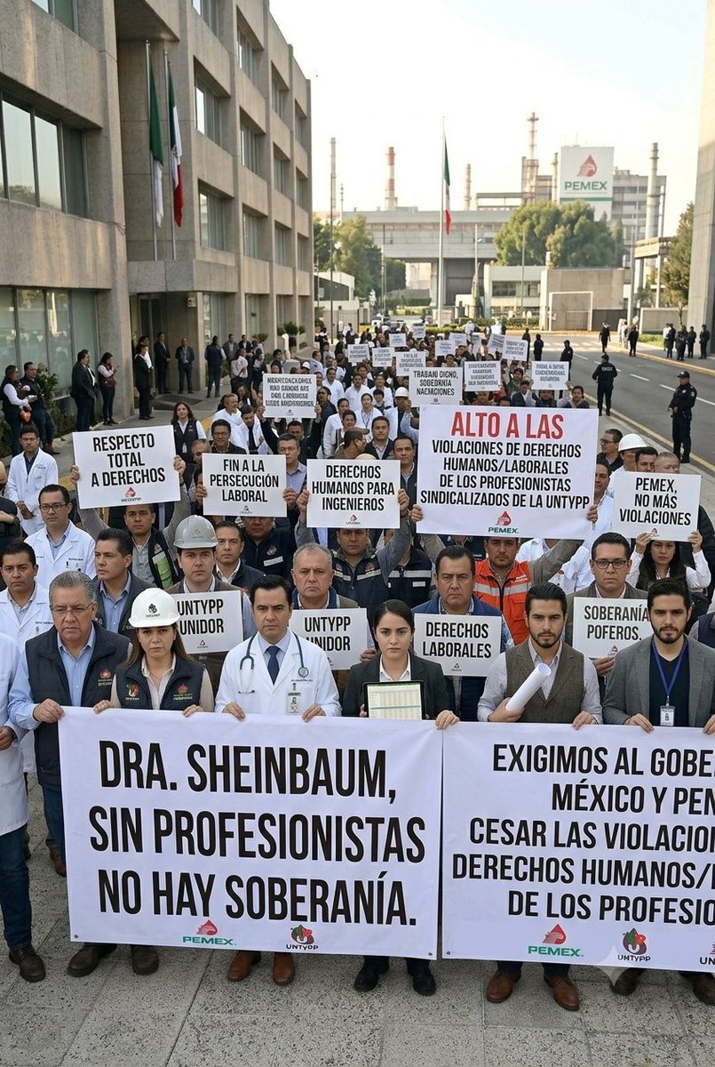 UntyppMadero's tweet photo. Dra. Sheinbaum sin profesionistas no hay soberanía. Exigimos al Gobierno de México y Pemex cesar las violaciones a los derechos humanos/laborales de los profesionistas sindicalizados de la UNTyPP
#DerechosLaborales #GobiernodeMexico #HastaLaVictoriaSiempre #PEMEX #Sheinbaum #UNTyPP #carpiofragoso
@Claudiashein @MarcelaVilleg15 @christophervp18 @Claudiashein @GobiernoMX