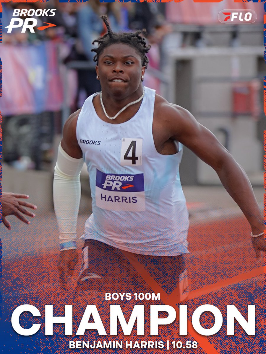 FloTrack's tweet photo. ‼️SEPARATED BY .001‼️

It doesn’t get much closer than that 😳

California’s Benjamin Harris claimed the Brooks PR crown in 10.575, edging Texas’ Christian Witcher by just one thousandth of a second. Witcher crossed in 10.576 as the two delivered one of the closest finishes of the meet.

#BrooksPR | @brooksrunning