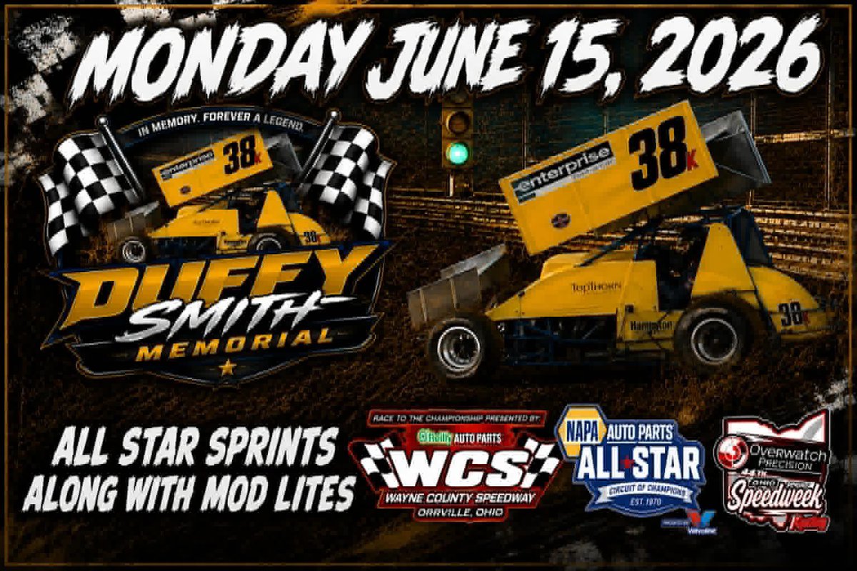 wcsohio's tweet photo. It’s that time of year again!

Sprint car enthusiasts, it’s time for the 44th annual Ohio Sprint Speed Week!!

Duffy Smith Memorial
Monday June 15 https://t.co/5dBGXdF8Qc