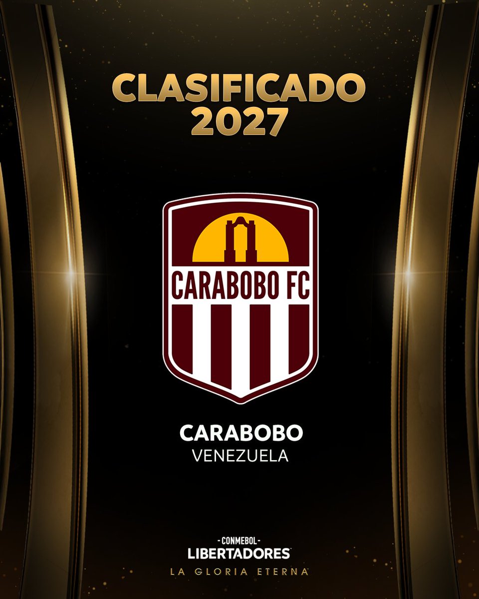 Libertadores's tweet photo. 👋🇻🇪 ¡Bienvenido! @Carabobo_FC jugará la CONMEBOL #Libertadores 2027

Felicitaciones al campeón del torneo Apertura 2026 de Venezuela 🙌 https://t.co/zVuKDY2lO1