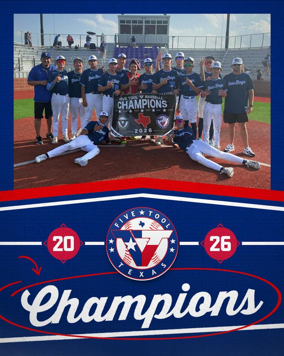 FiveToolTexas's tweet photo. 🏆CHAMPIONS🏆

Congrats to @FC_Prep Jaw Bats 2028 on winning the 17U Open Division of the @FiveTool Texas North Texas Classic!

#WatchEm https://t.co/lTrsQPa1oG