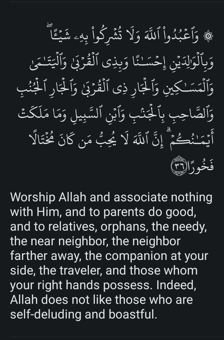 Kilka33's tweet photo. Qur'an Surah An-Nisaa verse 36 https://t.co/iquww9oZt6