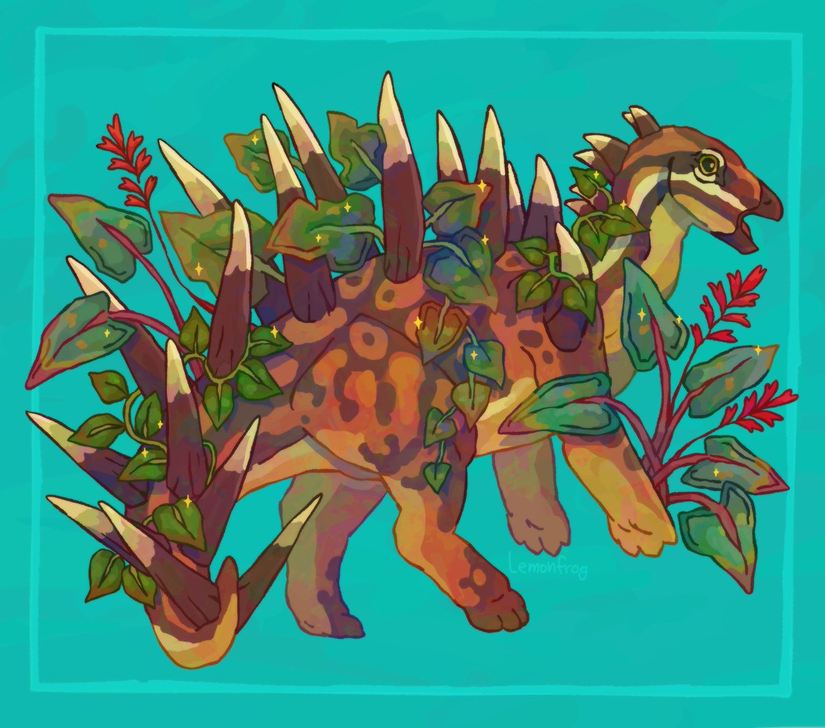 LemonFox7's tweet photo. Kentrosaurus piece 🌿✨#paleoart https://t.co/rpVaCXEdm4