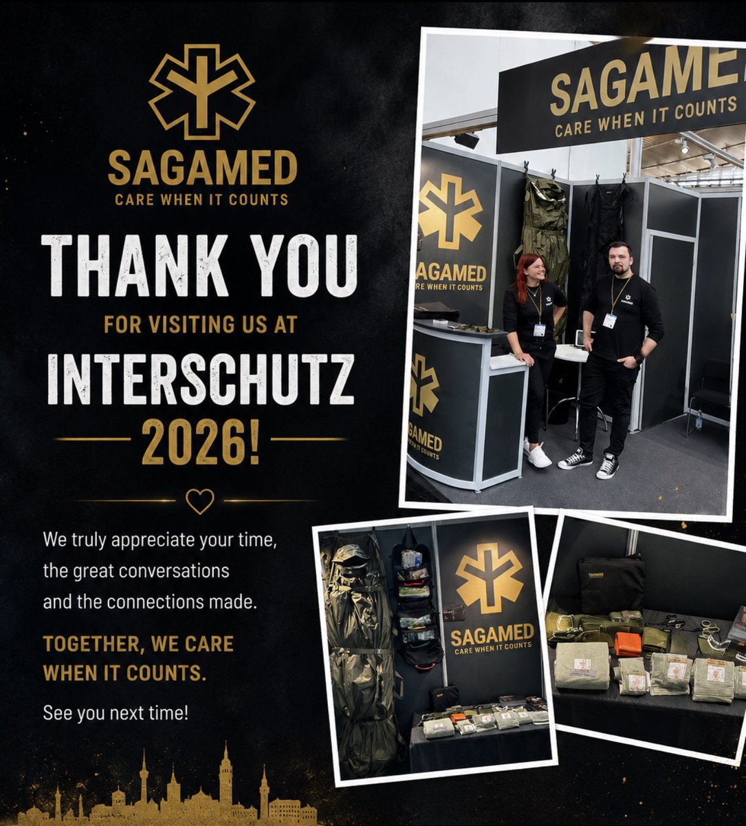Sagamedofficial's tweet photo. Thank you to everyone who visited our team at #INTERSCHUTZ 2026.

We truly appreciate your interest, valuable discussions, and the opportunity to connect with professionals from around the world.

See you again soon.
#SAGAMED – Care When It Counts

#tccc #bleedingcontrol https://t.co/hmxSOUMg8W