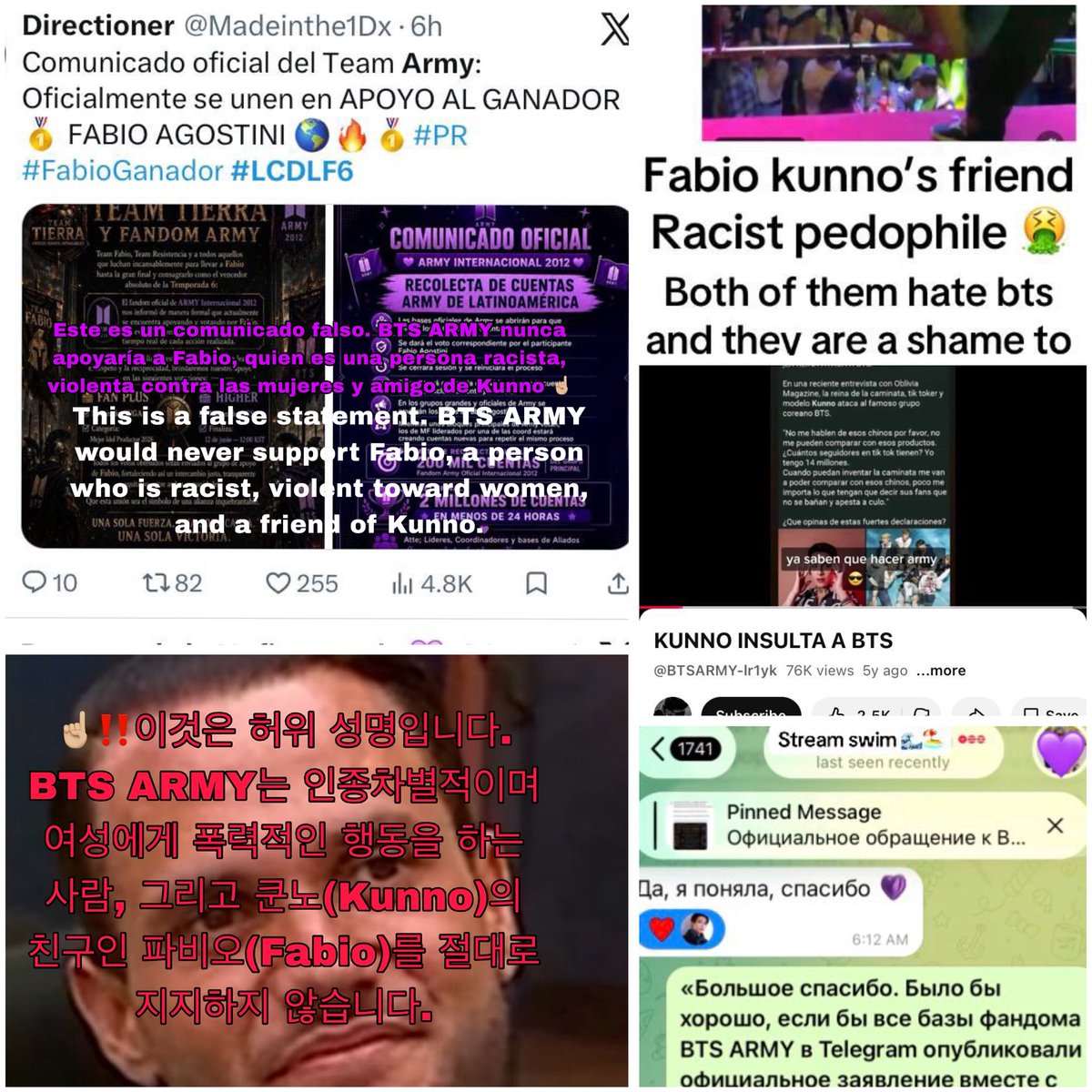 DataFuria's tweet photo. Para que les quede claro las army de verdad apoyamos a personas como celinee y no a personas como Fabio que son amigos de Kunno el que más le tiró a las fans de bts y a nuestros chicos…

#LCDLF6 #bts #celineeganadora https://t.co/OPh2g2rwXF