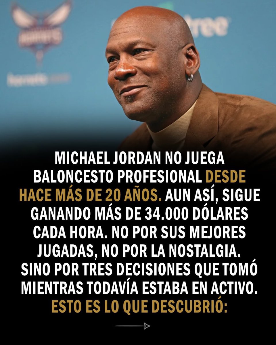 SoldEmbilletado's tweet photo. MICHAEL JORDAN no juega baloncesto profesional desde hace más de 20 años. Aún así sigue ganando más de 34.000 dólares cada hora...
Esto es lo que descubrió.

-🧵- https://t.co/8KmR28zfRv