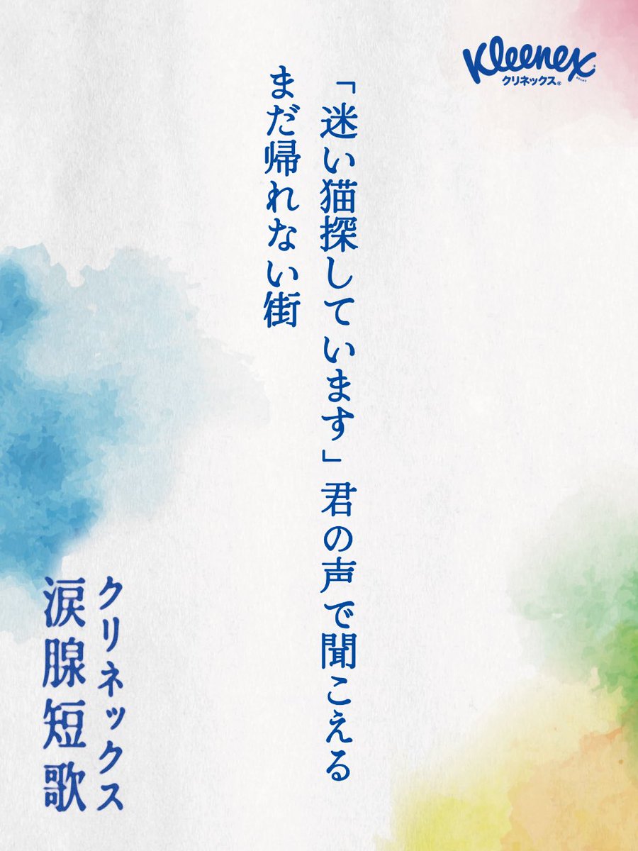 osa03036's tweet photo. 「迷い猫探しています」君の声で聞こえる
まだ帰れない街
#クリネックス涙腺短歌 #短歌 #tanaka https://t.co/HBJ3JmBZp0