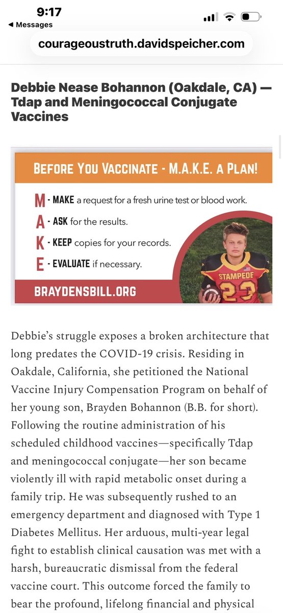 DebbieN97142's tweet photo. Can you work on getting someone from Congress to author Brayden’s Bill?

Urine tests & bloodwork need to be added as a vaccine safety measure. It should be listed as a recommendation to do baseline testing PRIOR to all vaccines on their package inserts. My son tested 100% NEGATIVE for glucose & ketones mins PRIOR to TDaP and Menactra. Then 43 days later a new Type 1 diabetic. Neg for COVID antibodies and his tiers were so high one of them, his tetanus, was 39,000% over the recommended iu. Please request baseline testing. 

Bohannon vs. HHS 
@SecKennedy @delbigtree @SenRonJohnson 

#type1diabetesaftervaccines