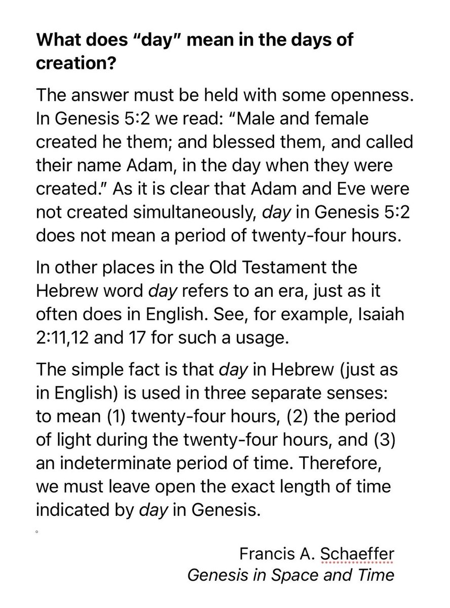 BWNort's tweet photo. @aigkenham Maybe. Maybe not.

I appreciate Schaeffer’s perspective on this important subject, particularly his view that one may faithfully hold either the young-earth or the old-earth position. https://t.co/uAJFY64Am6