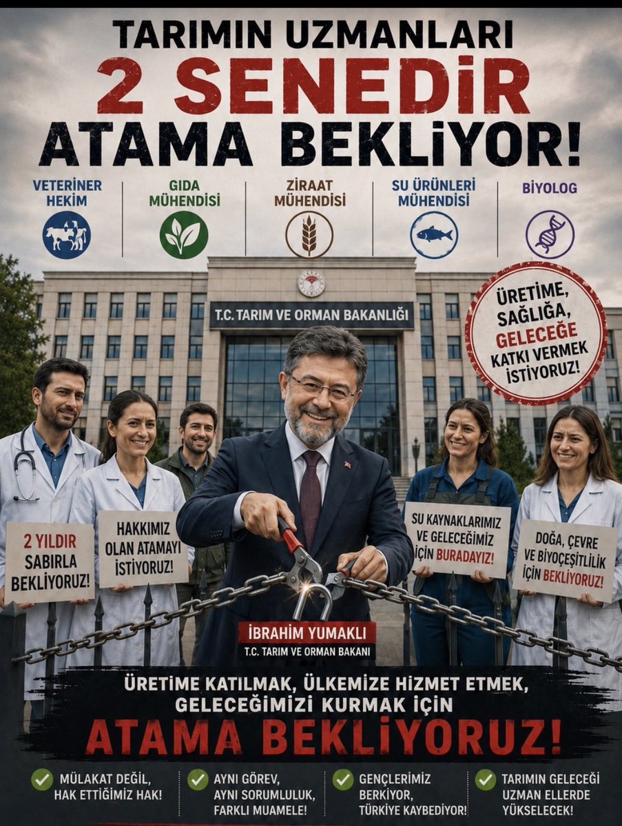 ErhnYcdL's tweet photo. @ibrahimyumakli @turgayturkyilmz Yılların eğitim ve deneyimiyle Bakanlığımıza katkı sağlamak istiyoruz. Tarım ve Orman Bakanlığına bağlı tüm branşlar bir aradayız. Atanmak ve hizmet etmek için hala bekliyoruz. @memetsimsek @RIDVAN_AGAOGLU @huseyinozturk_1 https://t.co/Fepg9ibzCz