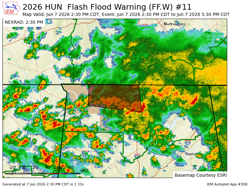 ALRadarCenter's tweet photo. HUN issues Flash Flood Warning [flash flood: observed] for Colbert, Lauderdale, Lawrence, Limestone [AL] till Jun 7, 5:30 PM CDT https://t.co/W1HxB5WoAx https://t.co/hBjIEPrnbZ