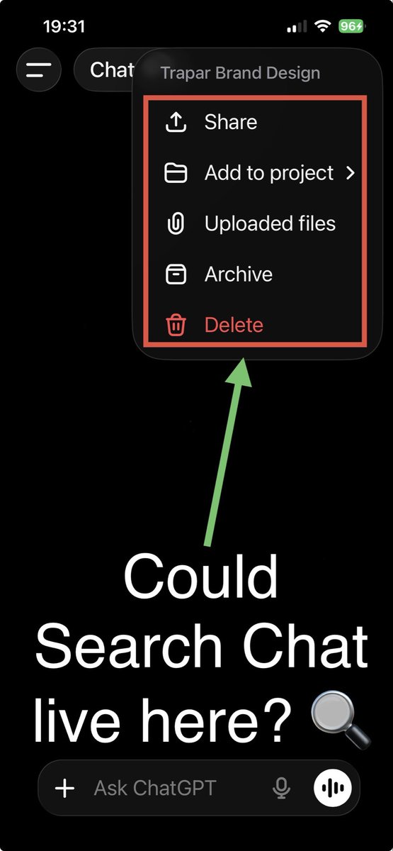 aldinbuilds's tweet photo. 💡@ChatGPTapp feature request:

Add 🔍 “Search This Chat”

➕Project search

Just search inside the current conversation like WhatsApp.

The longer my conversations get, the more valuable this becomes. 🚀

Tagging: @rohanjamin, @JustinBleuel

#ChatGPT #UX https://t.co/Qo0laJguX4