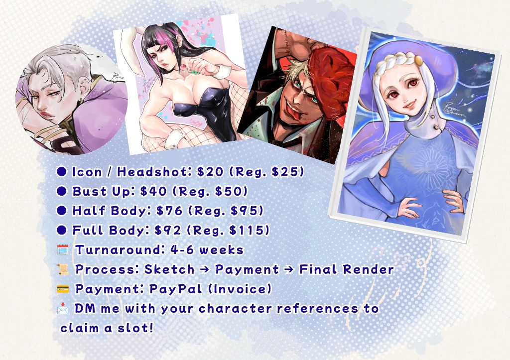 raven00comms's tweet photo. Current Status: ⚡ COMMISSIONS OPEN!
▪️ EARLY BIRD SLOTS: 2 / 3 available!
▪️ First slots: 20% OFF Discount! 🥊 
▪️ OC Requests: 30% OFF🔥
👇 Check Prices, TOS, and Portfolio here! 
https://t.co/rLInxbwRte https://t.co/bysqsWTQVZ