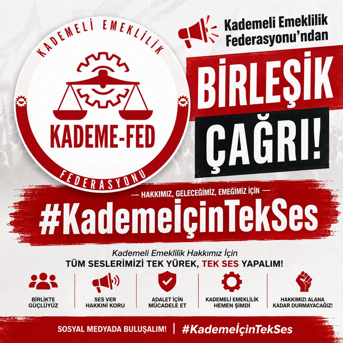 KademeFed's tweet photo. 📢 Kademeli Emeklilik Federasyonu’ndan Birlik Çağrısı!

Hakkımız, emeğimiz ve geleceğimiz için tek yürek, tek ses oluyoruz.

📌 Etiketimiz:
#KademeiçinTekSes 

Ses ver, destek ol, adalet çağrımıza güç kat!

@EmekDerResmi
@ETTDER1999
@KademeFed

#KademeiçinTekSes https://t.co/sma8Kd8U4w