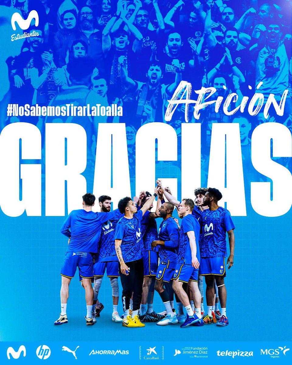 MovistarEstu's tweet photo. Gracias, afición. 💙

Por estar. Por acompañarnos hasta el último segundo.

Hoy no ha podido ser, pero no sabemos tirar la toalla.

Volveremos. Juntos.

#MovistarEstudiantes https://t.co/m8203Ugf6O