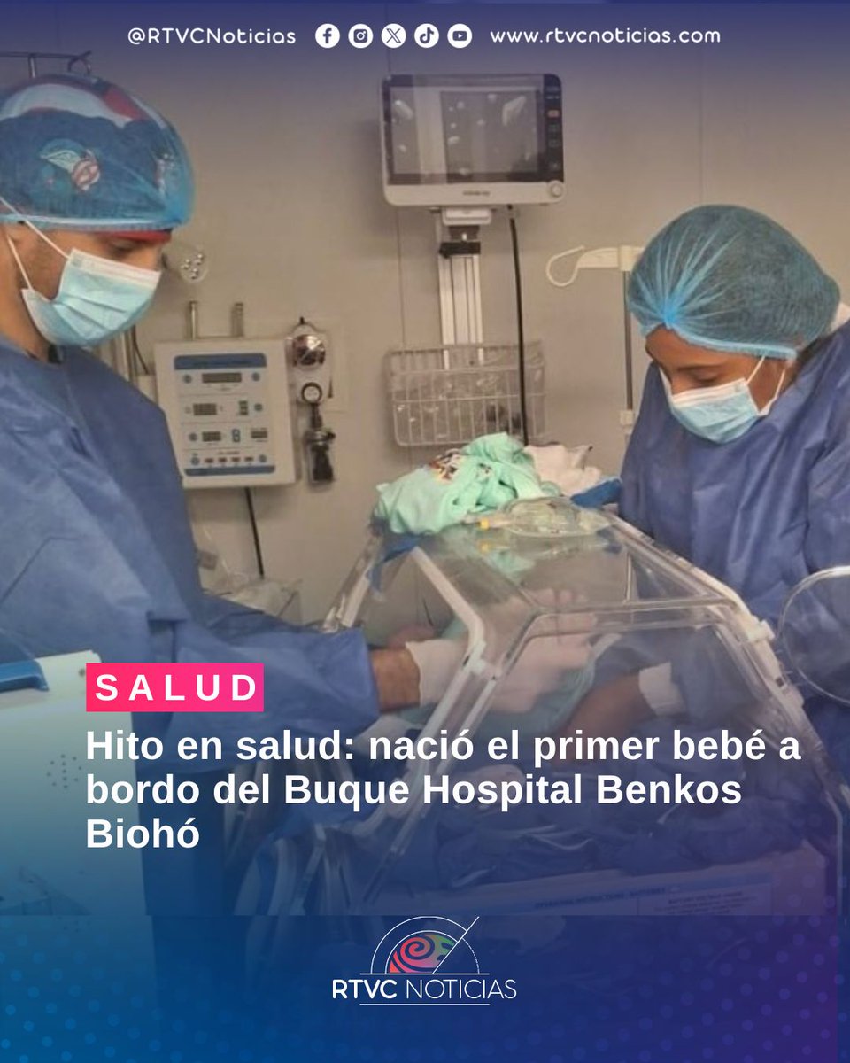 RTVCnoticias's tweet photo. #Salud | El Buque Hospital Benkos Biohó registró el nacimiento de su primer bebé durante una misión médica en el Pacífico colombiano. 👶🚢

La madre, integrante de la comunidad indígena Eperara Siapidara, recibió atención especializada a bordo de esta embarcación que lleva servicios de salud a zonas de difícil acceso.

🔴Conéctate con nosotros 👉🏻 https://t.co/WOgQaZdW6P📲