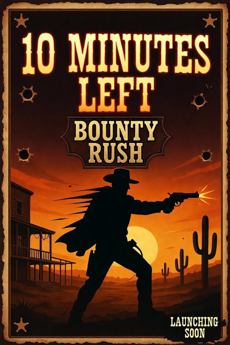 bountyrushcoin's tweet photo. Bounty Rush is going live on-chain within 10 minutes 
$REVOLVER is the main object in-game, so ticker will stand for it 

See you in-game : https://t.co/xH7juLpE8y https://t.co/7HaXgkvt56