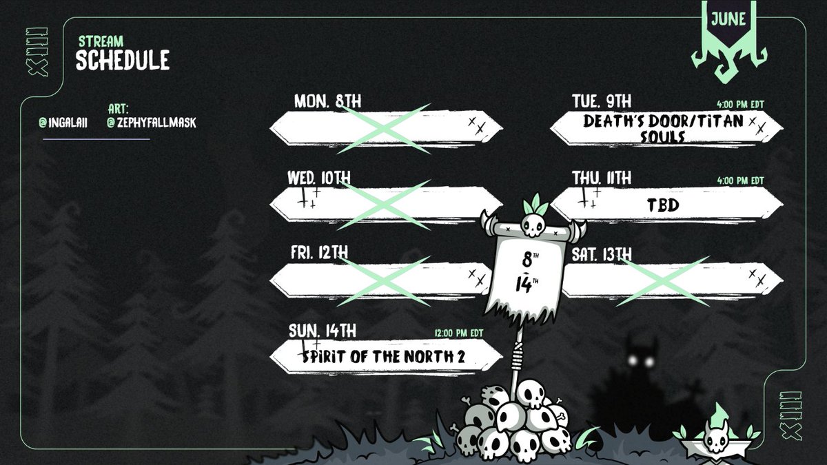 Ingalaii_vt's tweet photo. 🦇08/06 - 14/06🦇

Finishing Death's Door frfr this time, I swear!!!!! 

Not sure what we're gonna do on Thursday but I'm sure it'll be fun no matter what! 

I'll see y'all there! 🖤 https://t.co/2O3R4N5R44