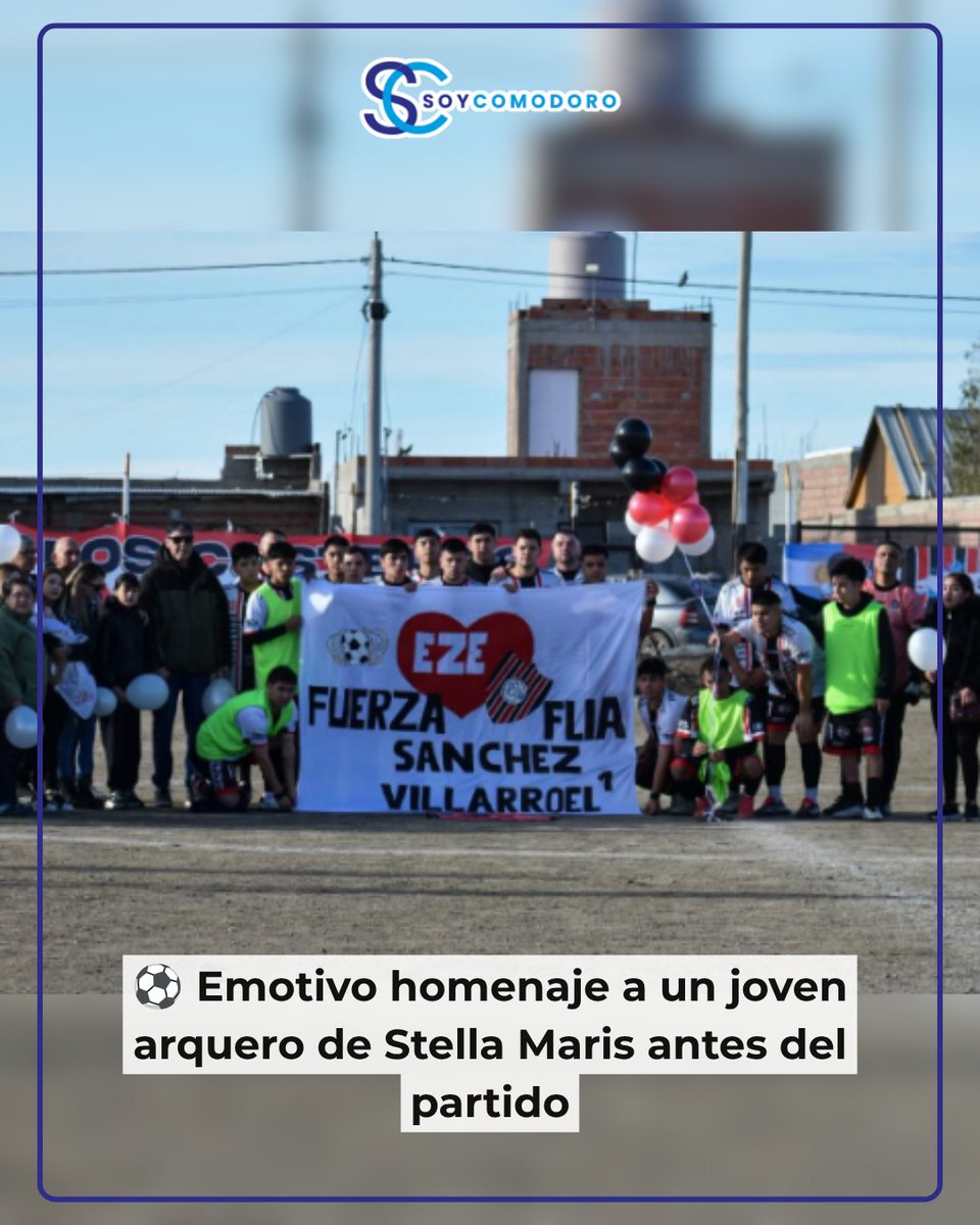 SoyComodo's tweet photo. 🕊️ Stella Maris rindió homenaje este sábado a Javier Ezequiel Sánchez, el joven arquero de 19 años formado en el club que falleció recientemente. ⚽ Antes del encuentro frente a Camioneros, familiares, amigos,… #ComodoroRivadavia #StellaMaris #Fútbol #Homenaje #QEPD https://t.co/PGAxvqHX2m