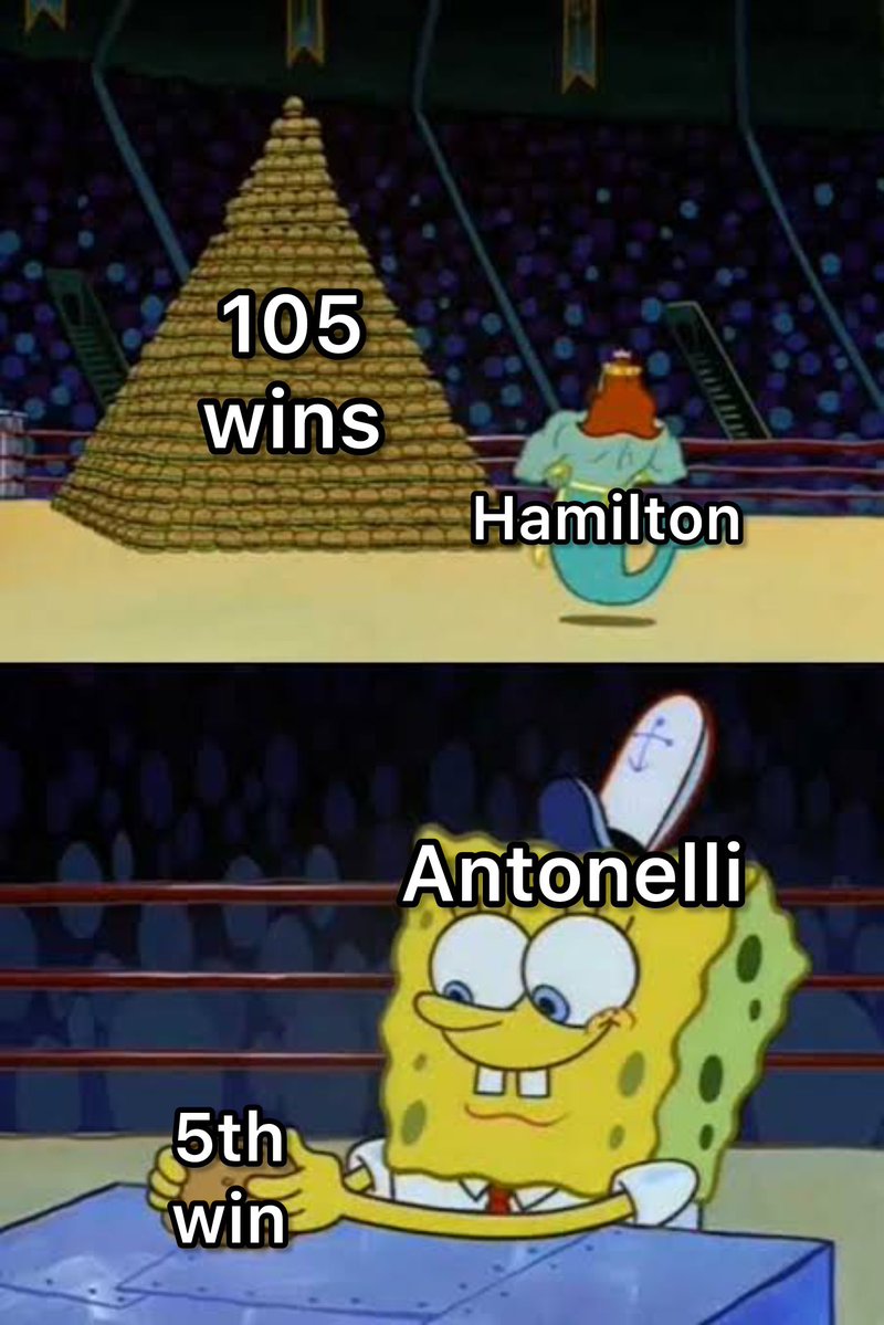 ScrewderiaF1's tweet photo. Hamilton: That’s a lot of wins buddy, catching me up https://t.co/uBWUwBkAsQ
