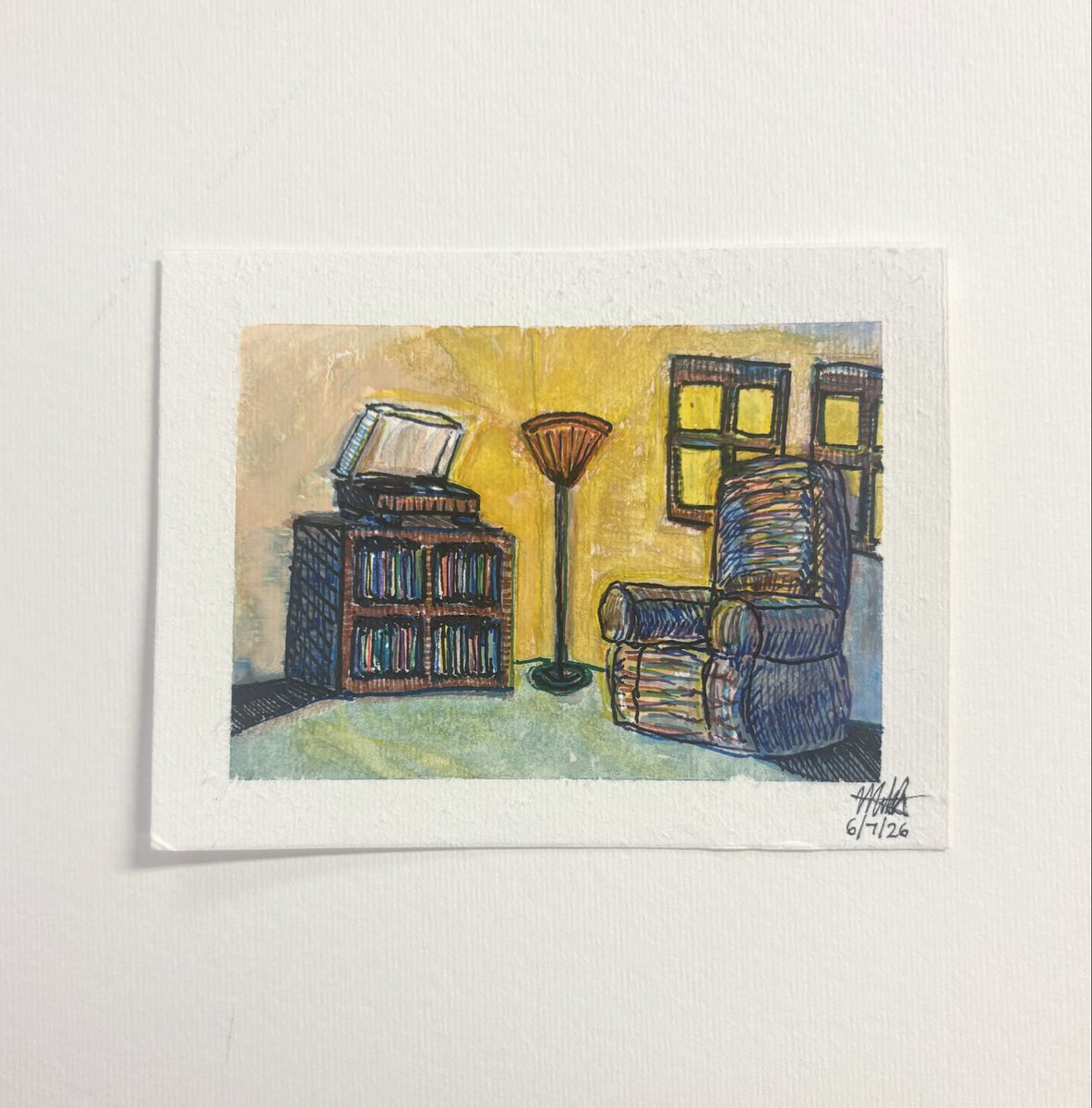 artplugg's tweet photo. watercolor + pen, 6/7/26 https://t.co/rfvKCa9mzz