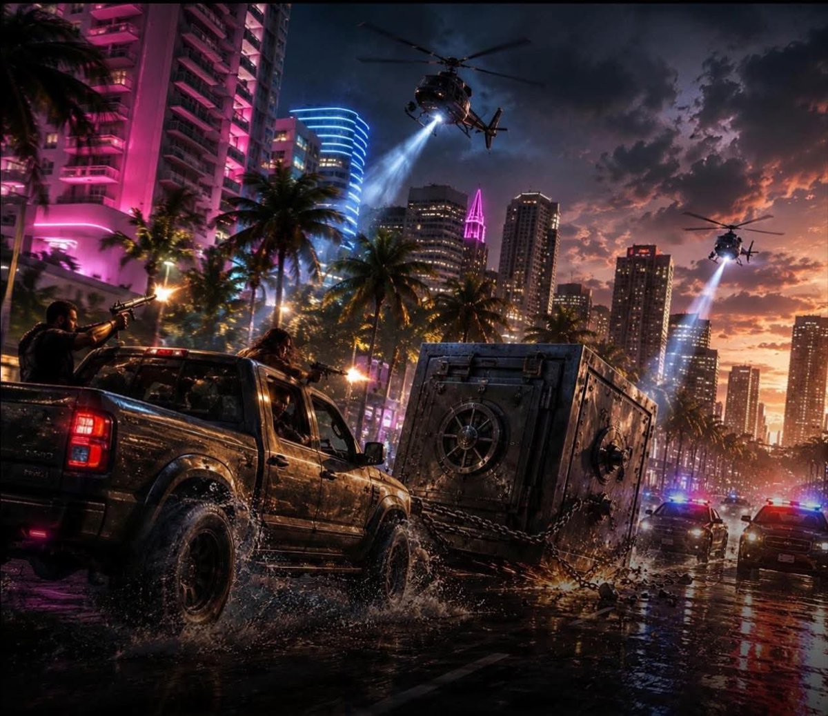 technoozone's tweet photo. I’ve brought you wounded news 🔥
In GTA 6 , Fast & Furious is similar to a speeding truck steals a chained vault
There is a fight with the entire city police under the neon of the streets
#technoozone #hudy #technews #GTA6 https://t.co/n7TFasQzmy