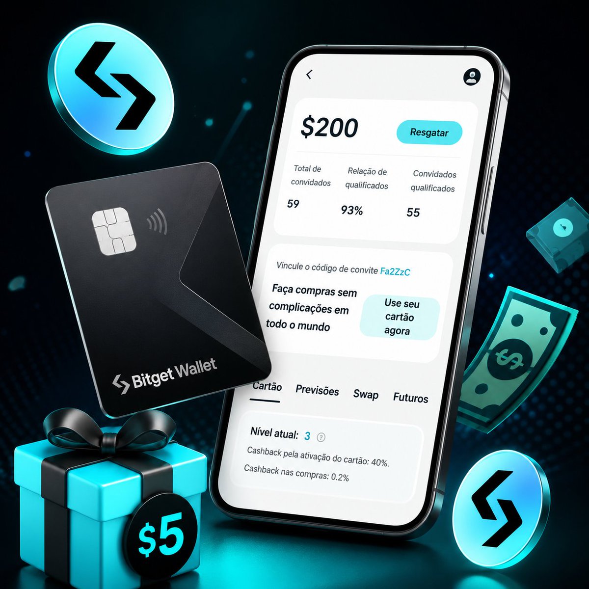 maruweb3's tweet photo. 🚀 Já alcançamos a marca de 55 referrals na @BitgetWallet @bitget e esse número só vai aumentar!

Até o momento, foram distribuídos US$275 em recompensas para os novos usuários, o equivalente a aproximadamente R$1.422,33. Além disso, estamos no Top 4 do ranking do Airdrop da Bitget Wallet, acumulando mais de 9.600 pontos em XLM. 🔥

E você, o que está esperando para participar?

🎁 Novo usuário da Bitget Wallet recebe US$5 grátis através do meu link de parceiro:

https://t.co/4pyrftjwSg

Ou vincule ao código: maruweb3

📋 Passo a passo:

✅ 1. (Crie sua conta)
Acesse o link acima e registre-se utilizando um e-mail elegível.

✅ 2. (Baixe o aplicativo)
Faça login com o mesmo e-mail utilizado no cadastro.

✅ 3. (Resgate seu bônus)
Na aba Carteira, clique em "Resgatar US$5" e conclua sua verificação KYC.

✅ 4. (Realize uma compra)
Faça uma compra física ou online acima de US$5 utilizando o cartão da Bitget Wallet.

💰 Após a confirmação da compra, seus US$5 serão liberados em até 24 horas para resgate.

⚡ Promoção válida para novos usuários. Aproveite enquanto ainda está disponível!