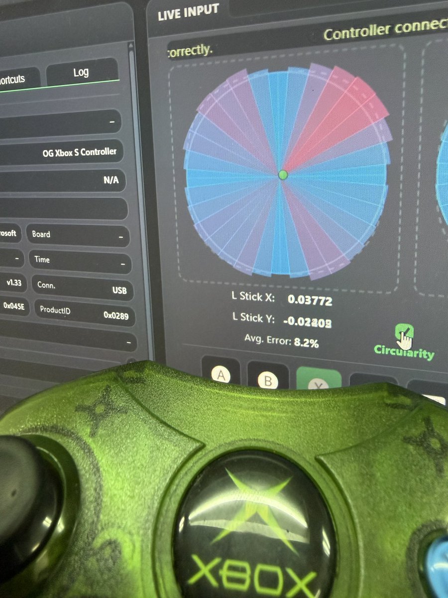 Modyfikator89's tweet photo. TMR Revolution in the OG Xbox S Controller
The first Xbox S Controller with TMR analogs is officially here. 🎮
After 25 years, we’ve achieved the impossible. We’ve integrated high resolution TMR sensors into the classic Xbox S controller, giving it better range and precision than the original hardware ever had. I know how to increase the resolution of joysticks so that it is better than the factory😎
How did we do it? After  analysis Information that was extracted from controller. We know that unfortunately this Duke and Contoller S don’t have such calibrations. That we know from xbox 360 to current Series controllers. But while researching its operation, I know that MS has hidden an interesting function, built in filter that actively aligns the center points while you're moving the sticks. It’s not the modern "compensation" found in new controllers it’s an old-school, rock-solid filtering process that’s the reason so many of these pads still hold their centers today. Classic engineering was truly ahead of its time. They are ahead of the competition or Sony and Nintendo 😎
#RetroGaming #Xbox #TMR #DriftGuard