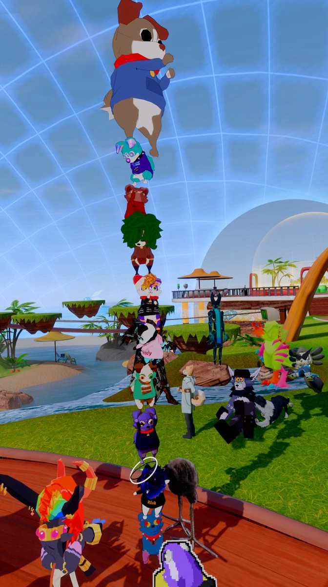 DonnyCreature's tweet photo. Had the most fps at the lowpoly meetup, it was wonderful. Friends and I made a tower of Dimidogs!!! https://t.co/58sbvShvPP