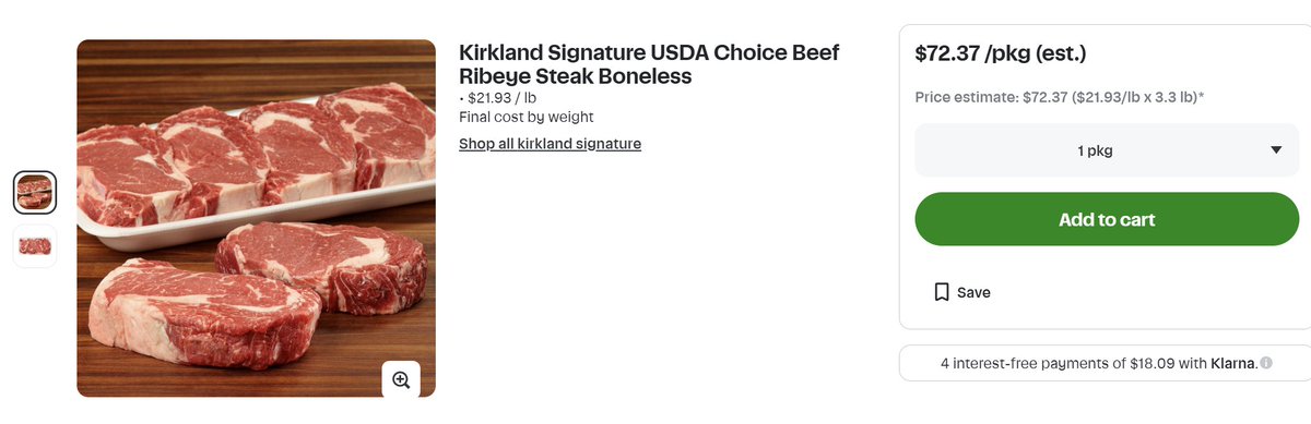 investingbees's tweet photo. @Chansoo @MarkJCarney US$21.93 per pound in costco usa = CAD$30.56 - 15% for instacart = CAD$25.98. CAD$22.26. You got a better deal than you could south of the border. https://t.co/UrfovrtPK2