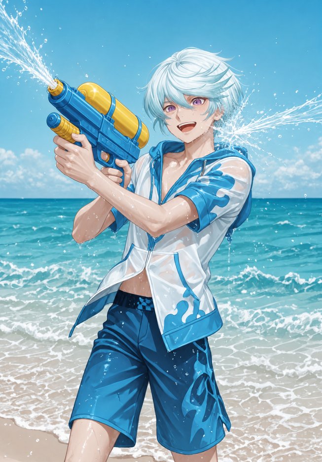 DumbminStan's tweet photo. Honestly I never really know what any of the new official images are for. But it's more official stuff so that's nice. Even if Mikleo somehow appears to be immune to water guns somehow. Any excuse to do something with Mikleo is fine by me. https://t.co/ltnX2XFxkV