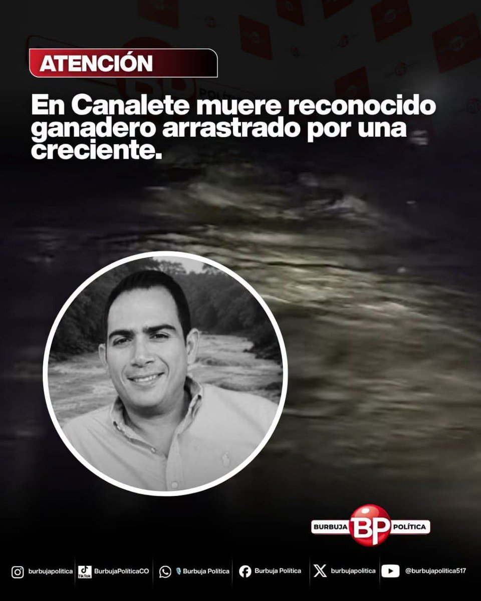 marchenojob's tweet photo. #LoÚltimo En Canalete muere reconocido ganadero arrastrado por una creciente..

Una dolorosa tragedia enluta al municipio de Canalete, Córdoba. El reconocido ganadero Jaime Reyes perdió la vida luego de que la camioneta en la que se movilizaba fuera arrastrada por la fuerte corriente de la quebrada El Guineo, cuyo caudal aumentó peligrosamente debido a las intensas lluvias que han caído en las últimas horas.

En medio de la emergencia y el desespero de los testigos presenciales, la rápida reacción de la comunidad local resultó crucial para rescatar con vida a uno de los pasajeros. Sin embargo, el otro ocupante no corrió con la misma suerte y fue reportado como desaparecido durante varias horas, arrastrado por la corriente del arroyo desbordado.

Tras una intensa búsqueda liderada por los propios habitantes de la zona, el cuerpo sin vida de la víctima fue hallado río abajo.