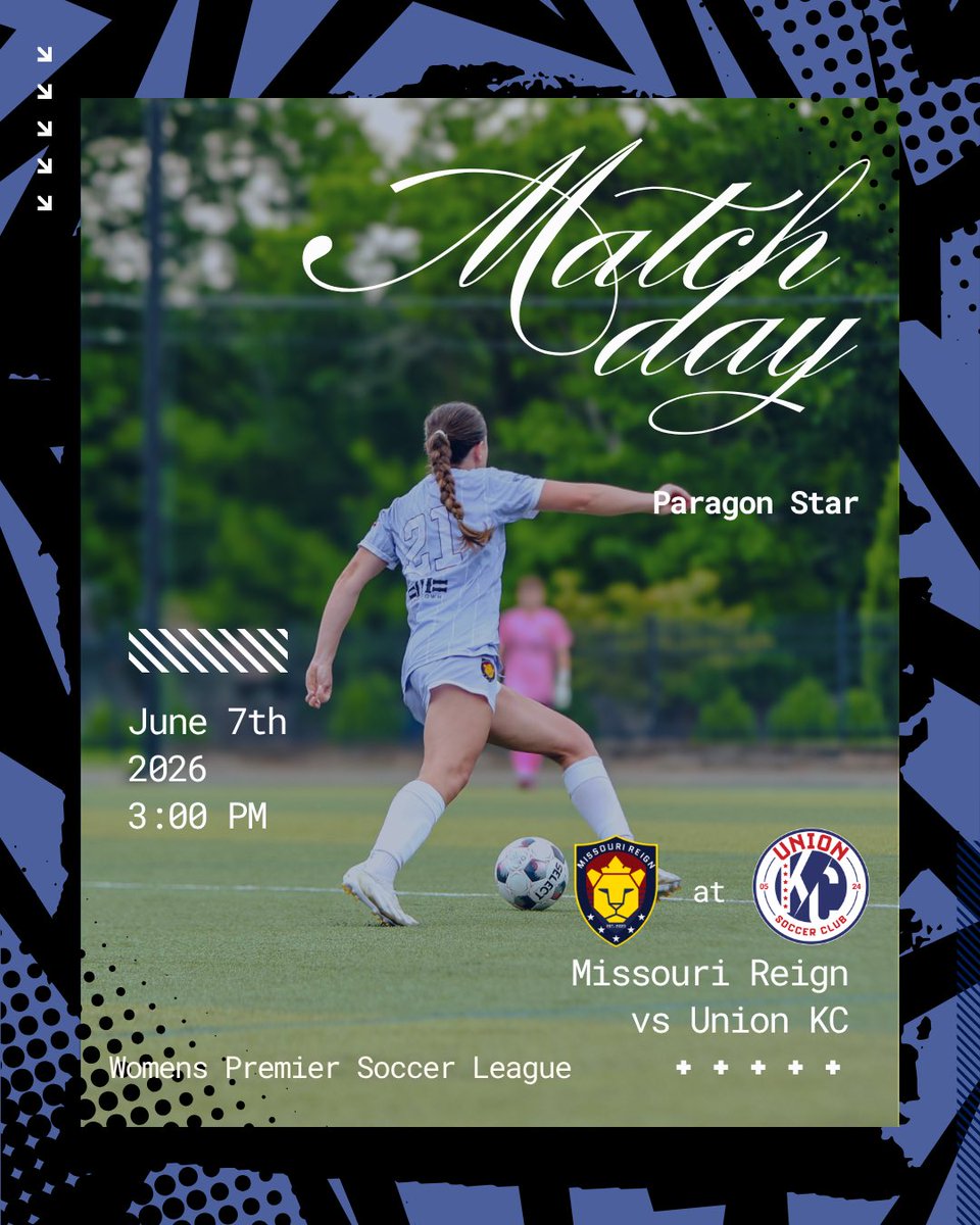 MissouriReign's tweet photo. ITS MATCH DAY!!! @unionkcwpsl
🗓️: Sunday June 7th, 2026
⏰: 4:00pm CT
📍: Paragon Star Sports Complex, 1401 NW River Rd,
Lee's Summit, MO 64081
🎥: Link is TBD. Will post later!

#makeitreign https://t.co/ypWf0Aoj8m