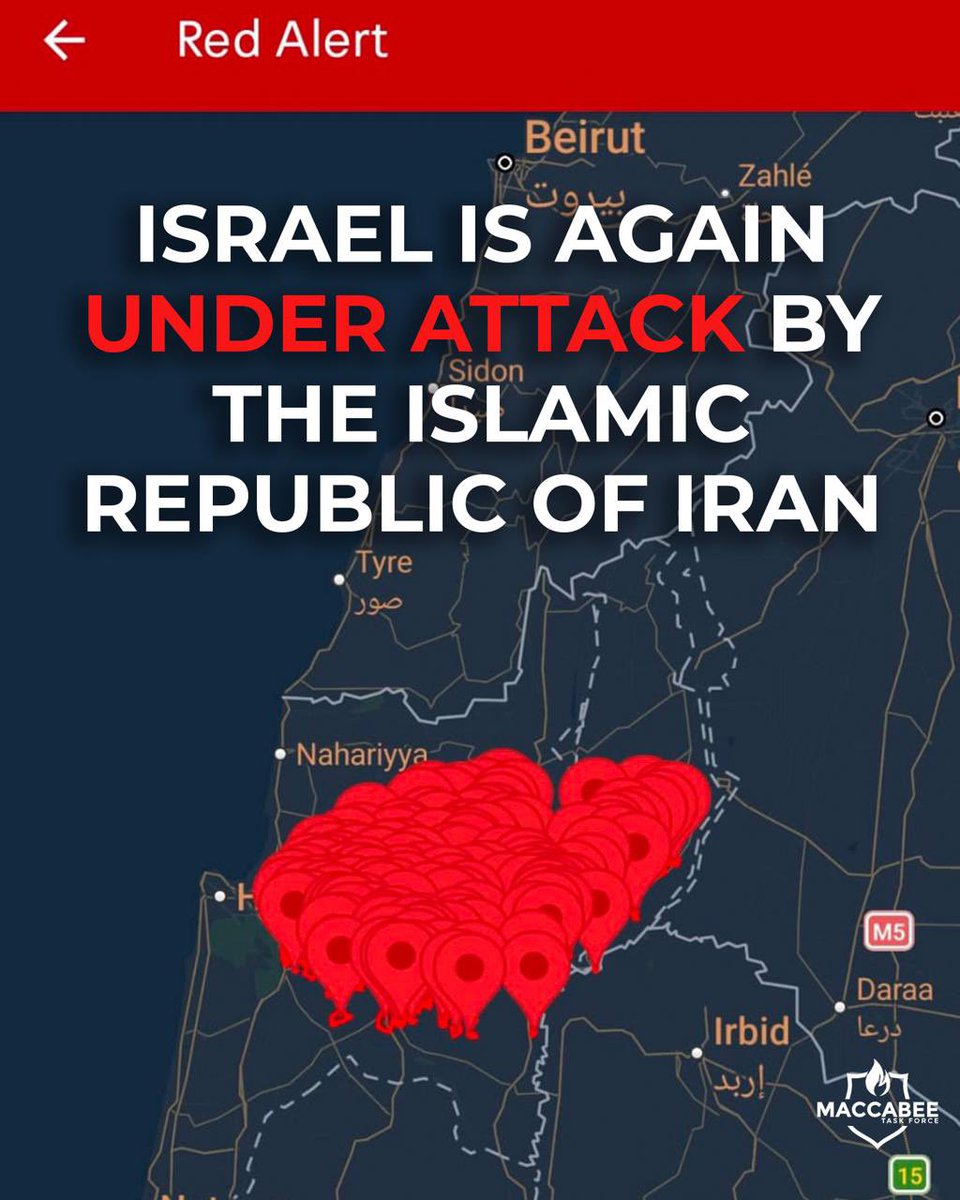 MacTaskForce's tweet photo. As missile alerts sound across northern Israel and the Home Front Command updates guidance for much of the country, millions of civilians are once again being forced to remain close to shelters and protected spaces as they face the threat of attack from the Iranian regime. Reports indicate missiles were launched from Iran toward northern Israel, triggering air raid alerts.

Every siren represents families rushing for safety, parents checking on their children, and communities bracing for uncertainty. No civilian population should have to live under the constant threat of missile fire.

We stand with the people of Israel as they endure yet another attack from a regime that continues to destabilize the region and place civilian lives at risk.