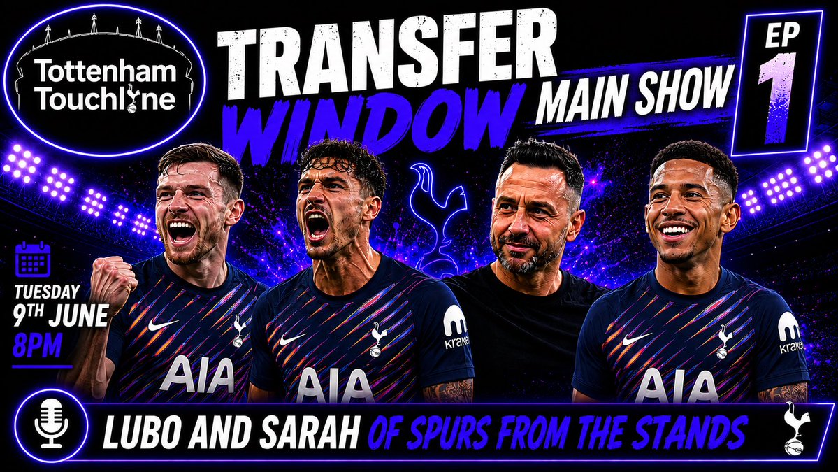 TottenhamTline's tweet photo. Tuesday 8pm Tottenham Touchline Transfer Window main show Ep1: coming to a screen near you Tuesday 8pm featuring  @SpursFTStands @Lubo_61 and the trio of muppets @JacoCats @Chris_C91 @SenorFergie 

We will look at the transfer window shenanigans  https://t.co/c3Ht31aKWU https://t.co/JI69YYDjxm
