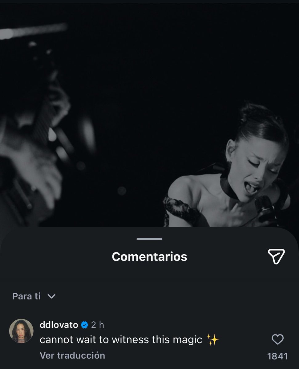 promoddlES's tweet photo. Demi Lovato ha comentado en la última publicación de Ariana Grande:  

“no puedo esperar a presenciar esta magia” https://t.co/awh7kEuP3u