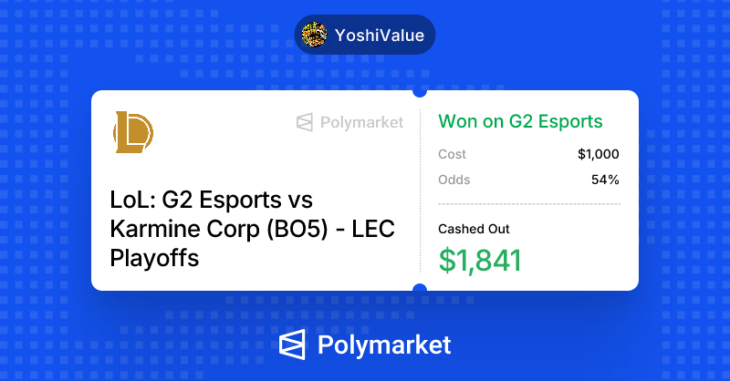 RAV_Yoshi's tweet photo. Adaptation !! and not beting with the Heart ( rooting for KC )

We take KC when odds where 3.4 sell after game 1 +700
select game winners +1k
and pick G2 Winner middle of game 4 + 840

One BO5 perfect prediction

real grind on @Polymarket  @PolymarketLoL  @Poly_Helper https://t.co/6KndBB3cYP