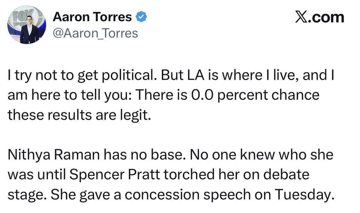 JordanUhl's tweet photo. Extremely funny to watch the right coalesce around “I’m in a bubble of morons, so this is impossible!” as an explanation for the LA mayoral results. https://t.co/dOAfkpdppZ