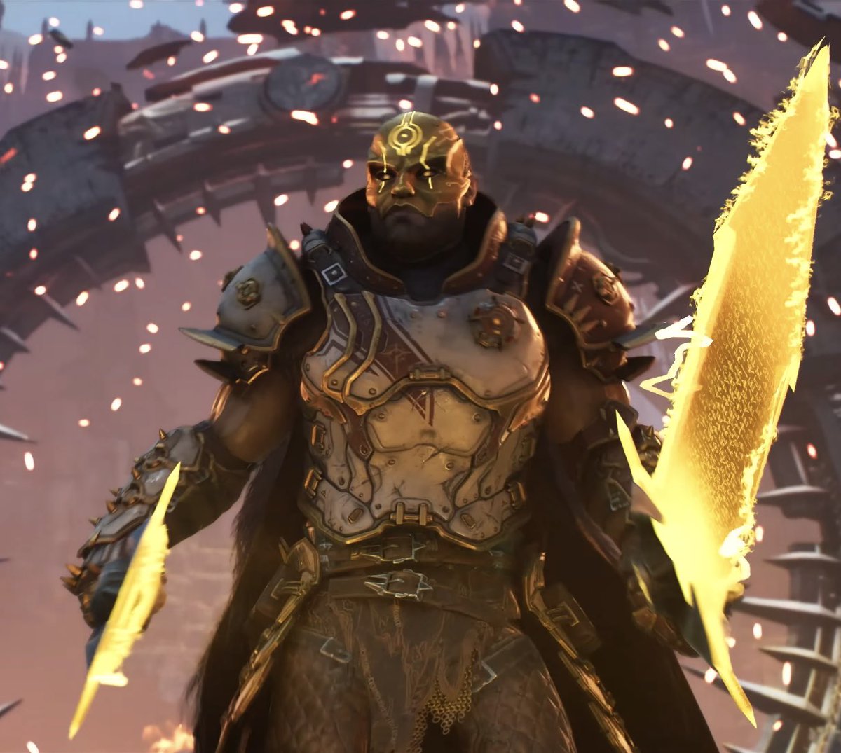 SgdBenjamin's tweet photo. Marok is evil?

Hope the Slayer beats him to death 
But man the design goes hard, the Atlan Maykr skin scheme, the mask and the Slayer tether 🚬🗿

Also now we are getting Maykr class swords like the crucible, has Maykr text on them https://t.co/oSpIn5cFib