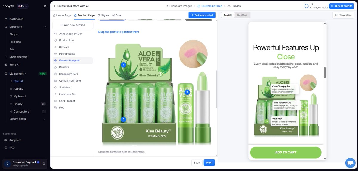 Copyfy_io's tweet photo. your product page is your salesman.

a bad one talks about the product.
a good one talks like your customer thinks..

most stores ship the bad one.

paste a product link in Copyfy — 30 seconds later it's on your shopify:

— hotspots aligned to your marketing angle
— comparison table tied to your avatar's pain
— how it works that answers the silent objections
— every section in your customer's voice

stop selling naked