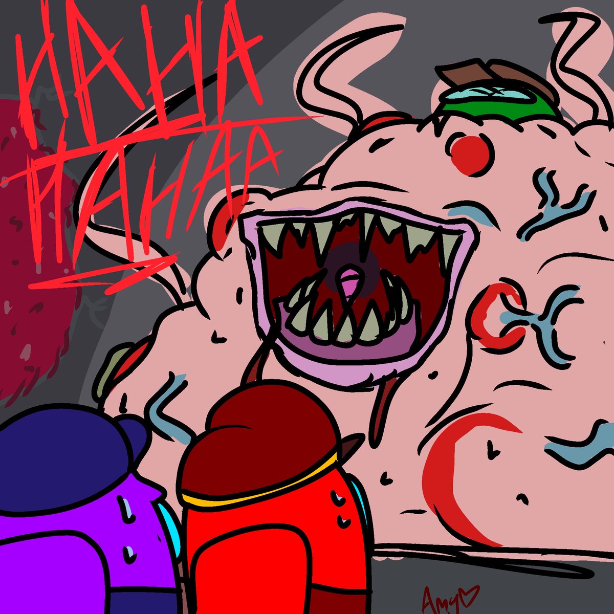 AmyAimsReal's tweet photo. SPOILERS FOR THE AMONG US SHOW
.
.
.
.
.
.
.

.

.

.
this show is so good man heres soem fanart i drew :3 https://t.co/uXOlP2p0Nr