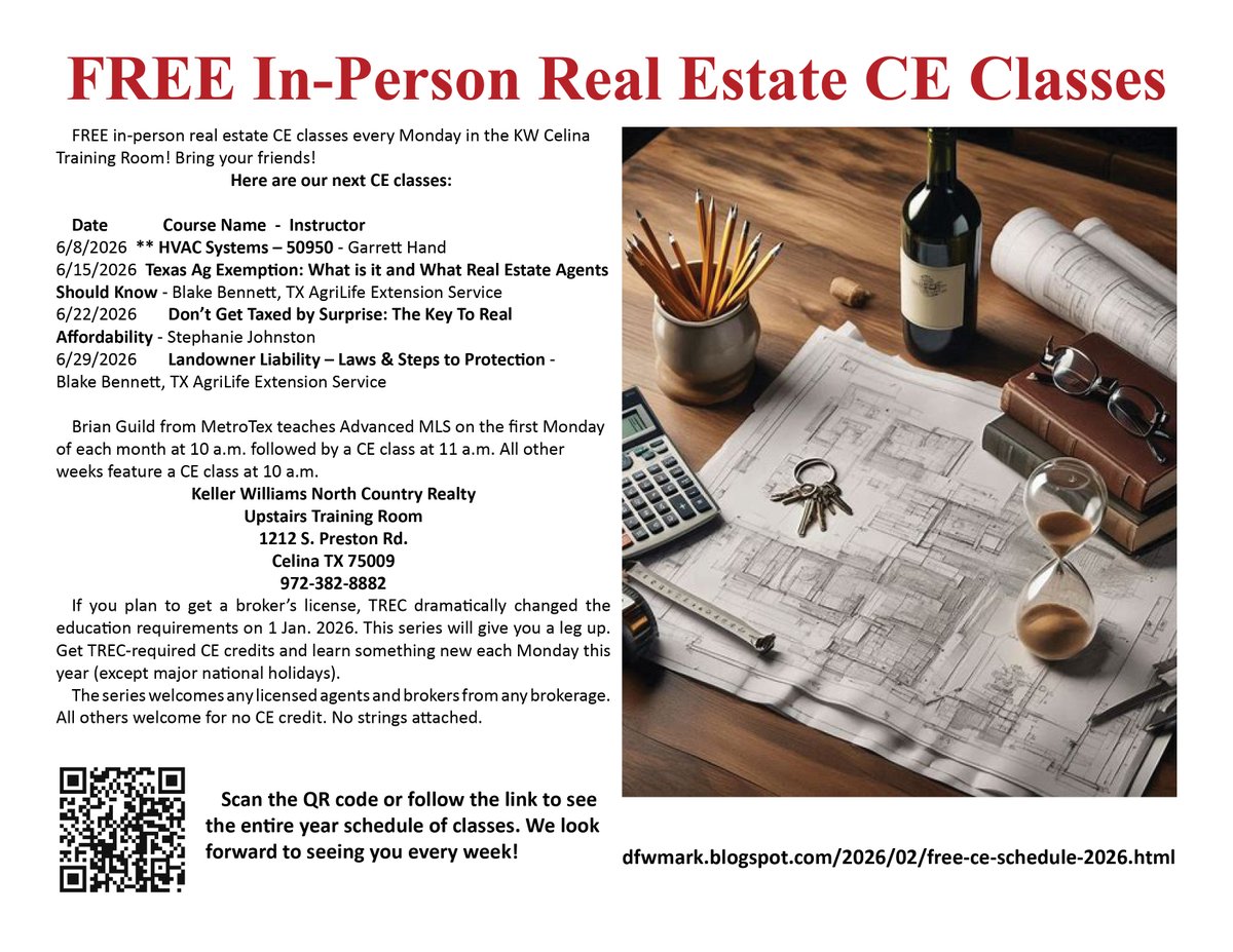 CollinRealty's tweet photo. Please join us on Mondays at 10 a.m. for Free CE classes all year! All agents from any brokerage are welcome. 
The remainder of the year is here: https://t.co/B7WGH6Ysha
Please invite your agent friends! Please put it in your calendar as a recurring event. See you there! https://t.co/KOgILbDyRq