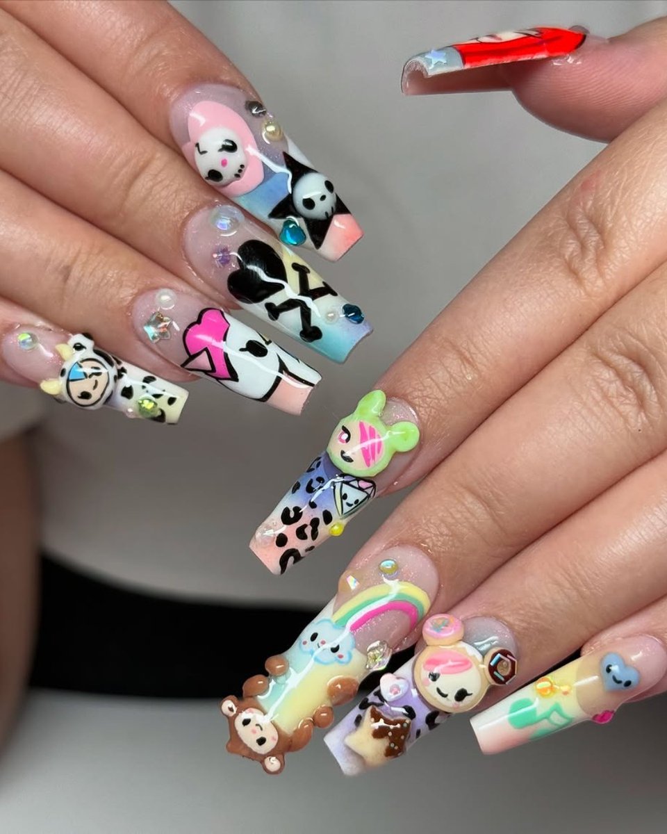 tokidoki's tweet photo. These #tokidoki nails are AMAZING! 💅💖 Thank you @/milkybearnails (IG) for sharing! 💕 https://t.co/QWn4hdwETc