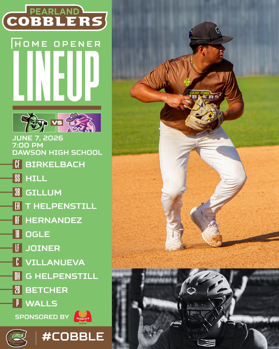 cobblersCCBL's tweet photo. 🍐 Cobblers Gameday! 🍐

It’s Opening Night for the Cobblers!

📆 Sunday, June 7th
🆚 Texas X’s
⚾️ 7:00 PM
📍 Dawson High School Baseball Field (2050 Cullen Blvd, Pearland, TX 77581)

#PearlandCobblers #GoCobblers #BuiltInPearland https://t.co/rUBn9Trw7X